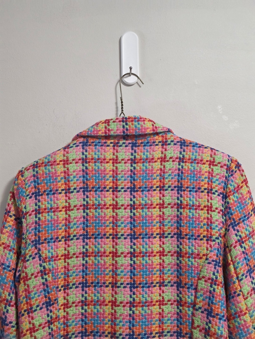 Vanessa Zani Multicolor Tweed Cropped Blazer Jacket Made In Italy Size L - Picture 8 of 10